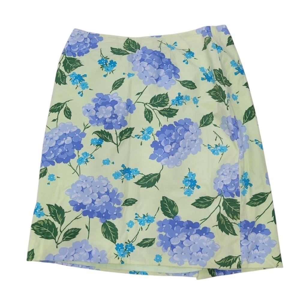 Talbots Petites Green & Blue Flower Pattern Skirt Dress Made in USA Size: 6